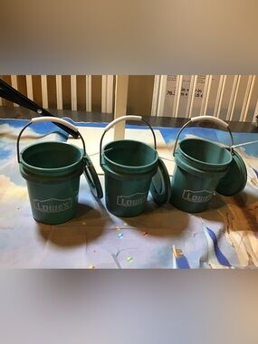 Lowes teal/green mini buckets W/lid set of 3 0.42qt-New